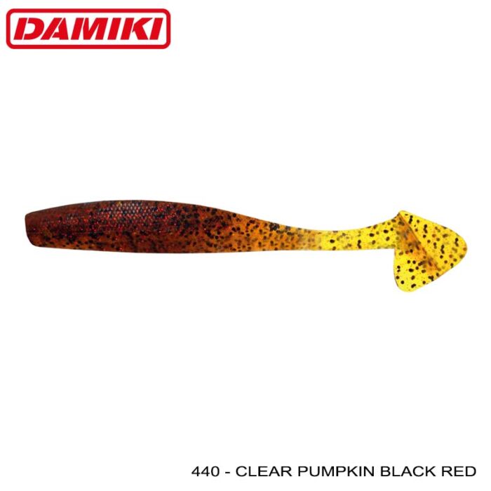 Damiki Jumble Shad 10.2CM (4 inch), 440 (Clear Pumpkin Black Red) - imagine 2