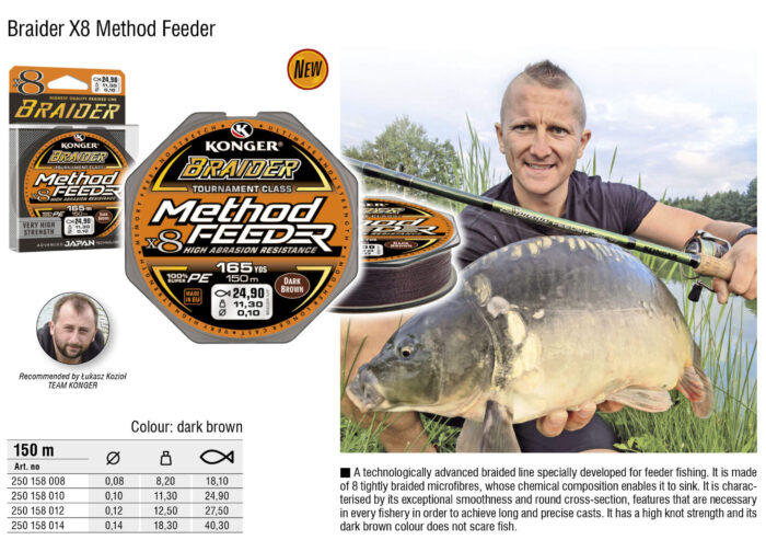 Konger Fir Textil Method Feeder X8 Dark Brown 0.10mm, 11.30kg, 150m - imagine 8
