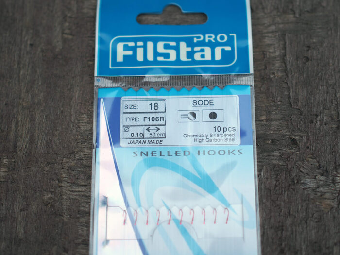 Filstar carlige legate cu monofilament 50cm, 0.10mm, F106R model Sode, Red, marimea 18 (10buc/plic) - imagine 5