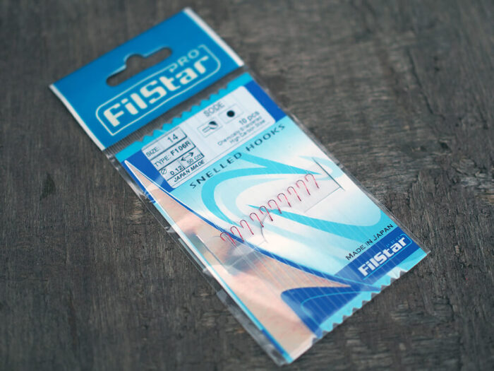 Filstar carlige legate cu monofilament 50cm, 0.12mm, F106R model Sode, Red, marimea 14 (10buc/plic) - imagine 4
