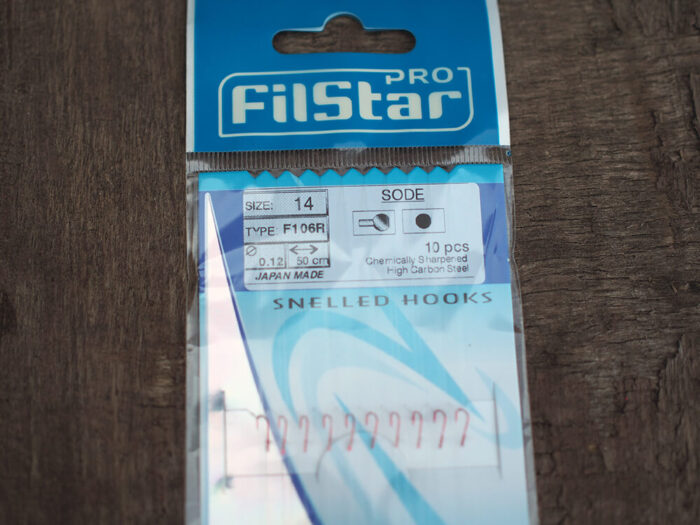 Filstar carlige legate cu monofilament 50cm, 0.12mm, F106R model Sode, Red, marimea 14 (10buc/plic) - imagine 5