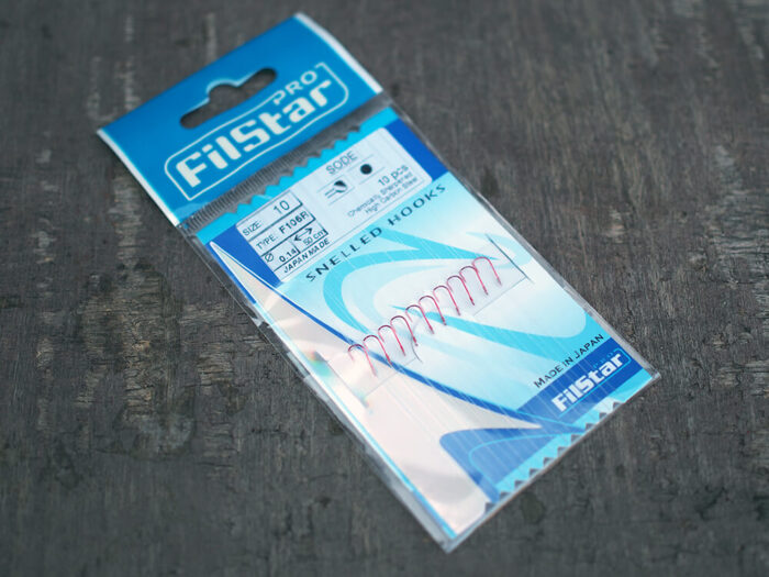 Filstar carlige legate cu monofilament 50cm, 0.14mm, F106R model Sode, Red, marimea 10 (10buc/plic) - imagine 4